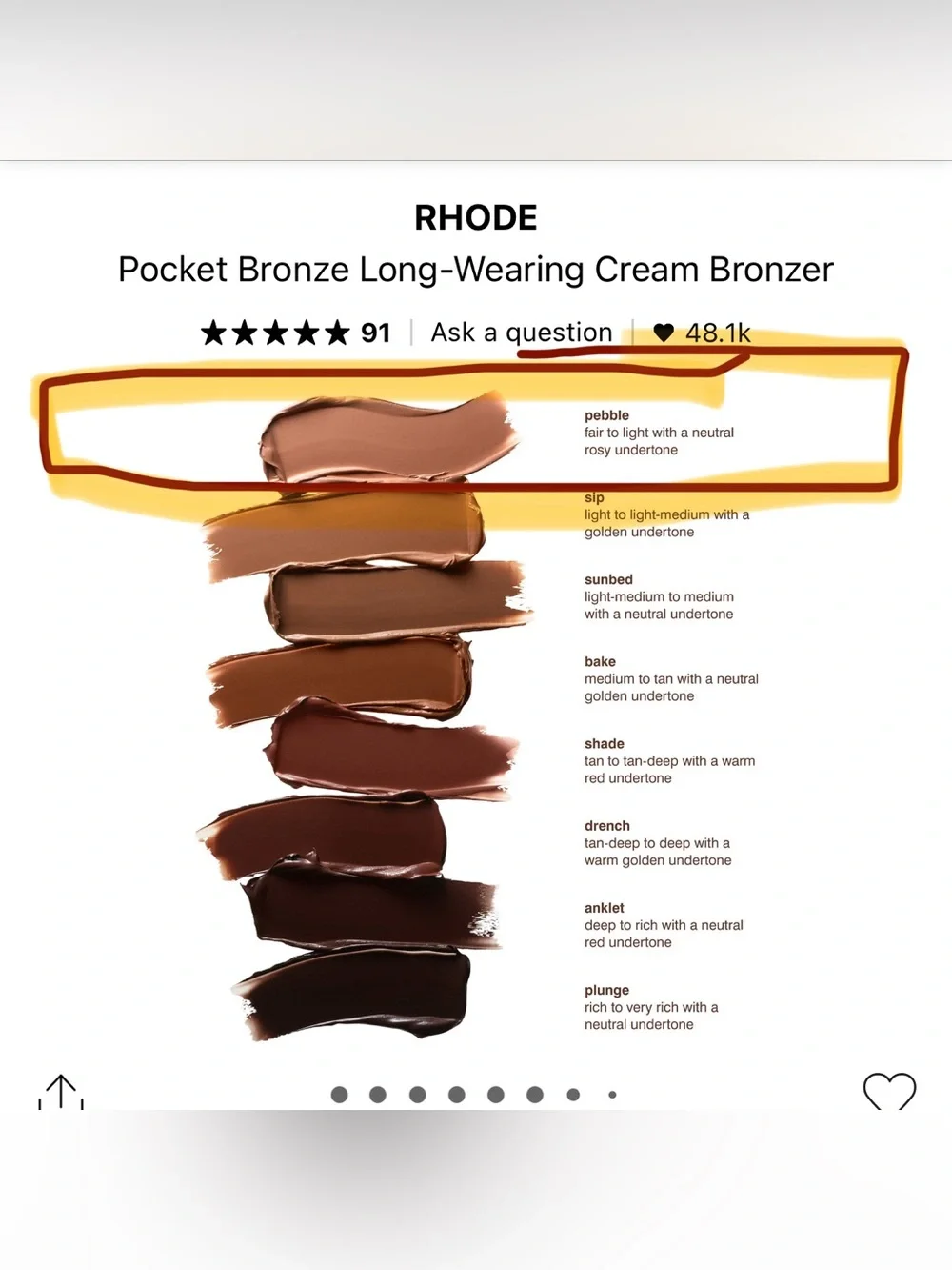 RHODE “Pebble” Pocket Bronze Long-Wearing Cream Bronzer